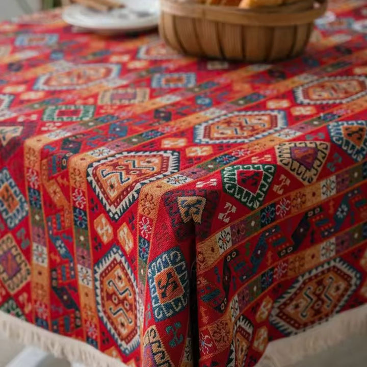 Nappe jacquard tissée bohème