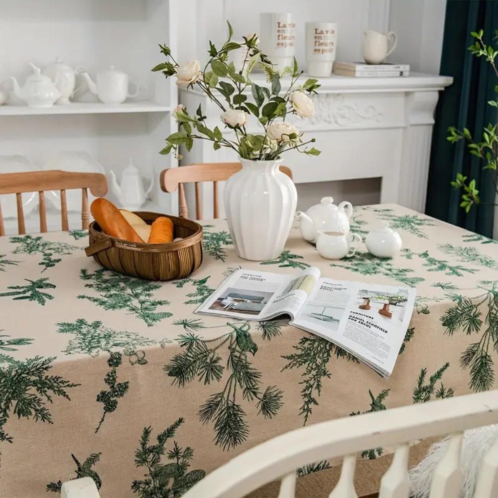 Tischdecke Baumwolle-Leinen Kiefern- und Vogelmotiv
