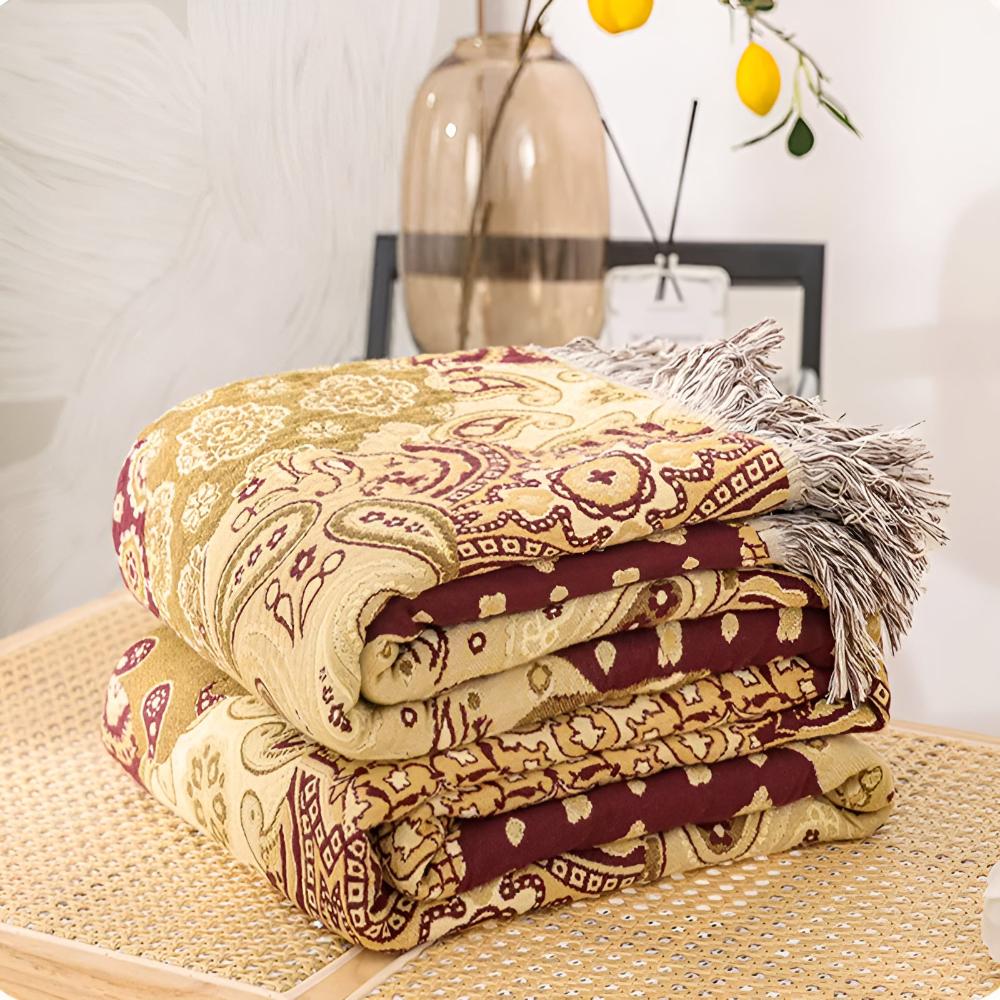 Jacquard-Baumwoll-Tagesdecke mit Paisley-Muster 200 x 230 cm