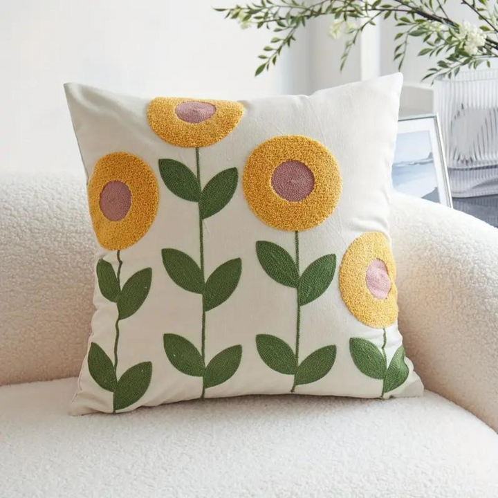 Housse de coussin à feuillage tissé 45 x 45 cm – vue 01