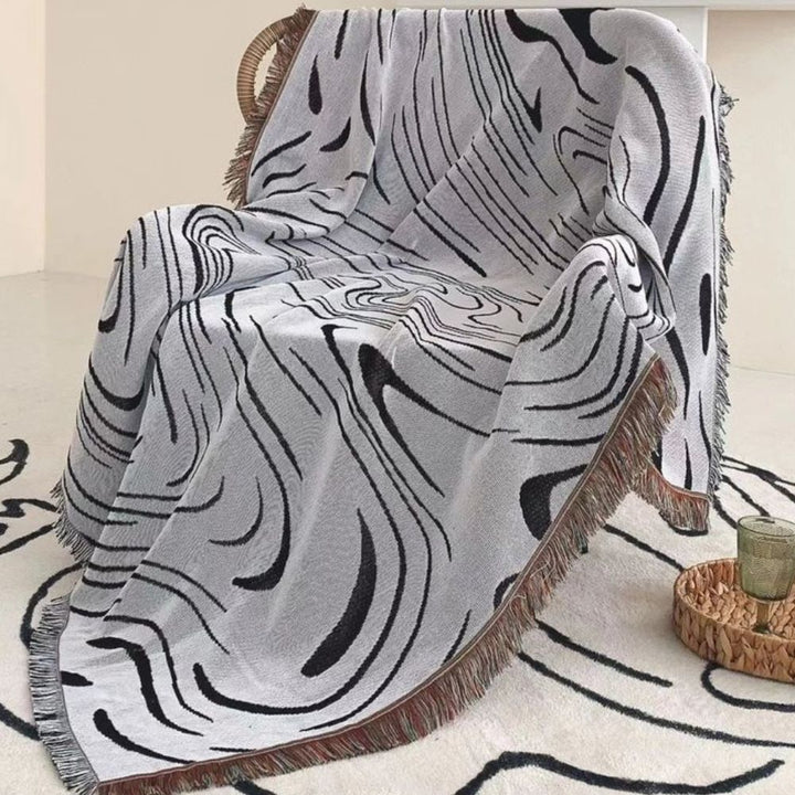 Plaid en coton tissé à motif marbré