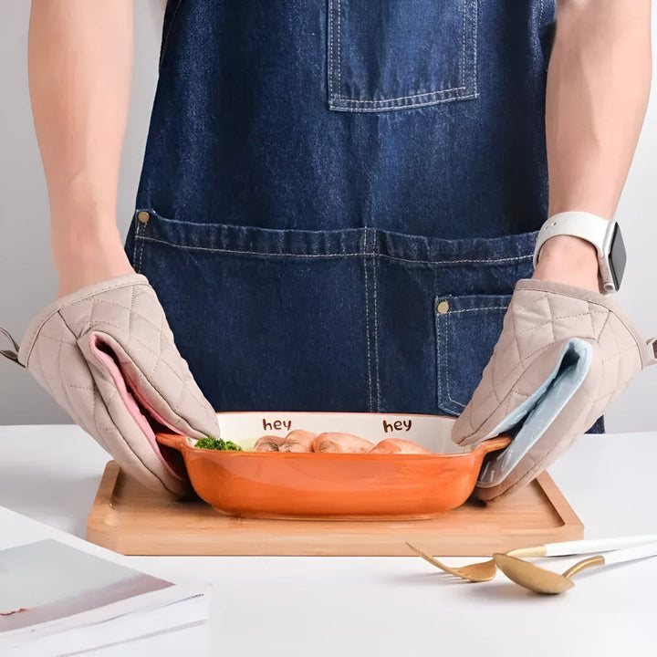 Ofenhandschuhe aus Silikon mit Baumwollfutter
