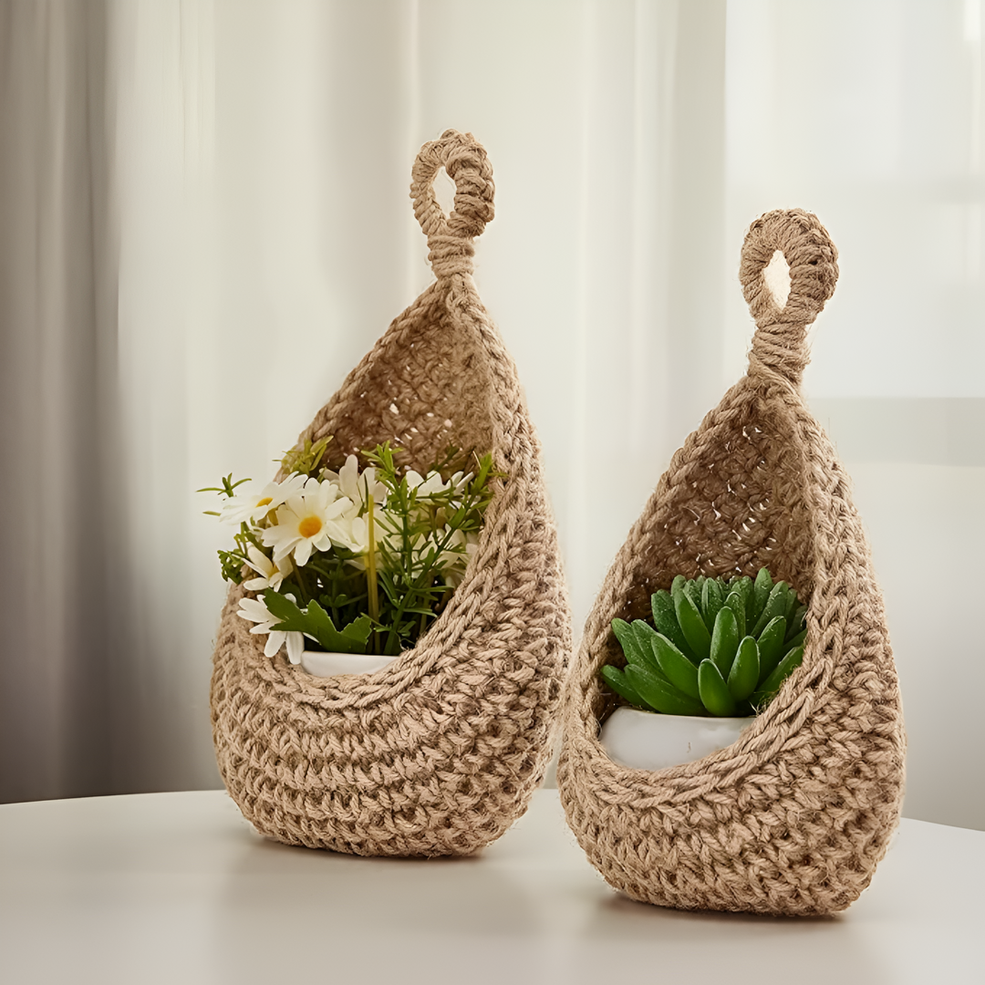 Panier suspendu en jute tressé