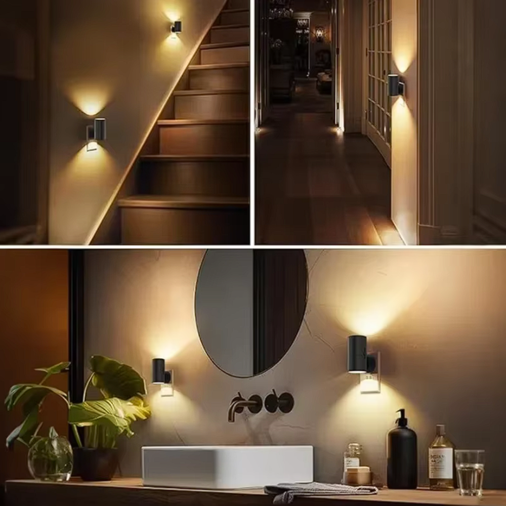 Nachtleuchten an Treppe, im Flur und im Badezimmer