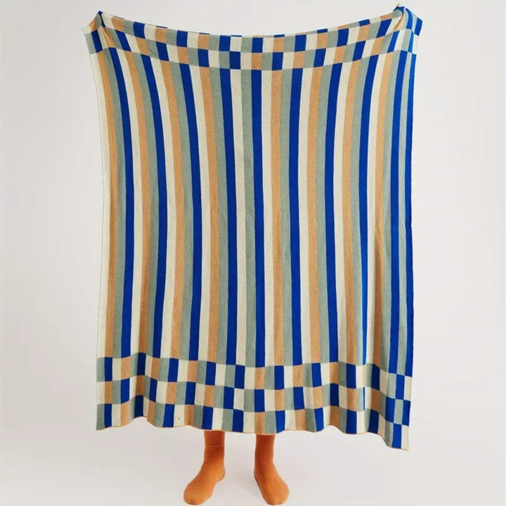 Plaid en coton à rayures 130 x 160 cm