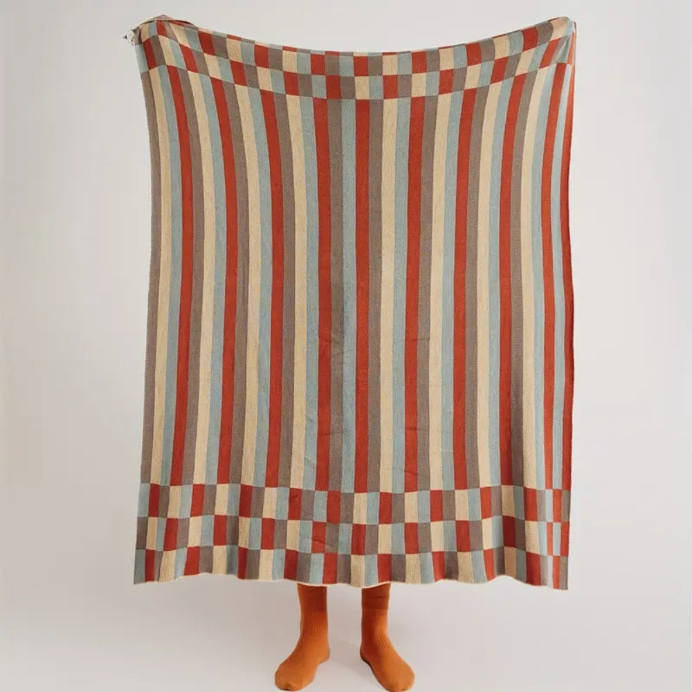 Plaid en coton à rayures 130 x 160 cm