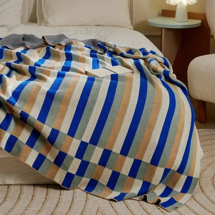 Plaid en coton à rayures 130 x 160 cm