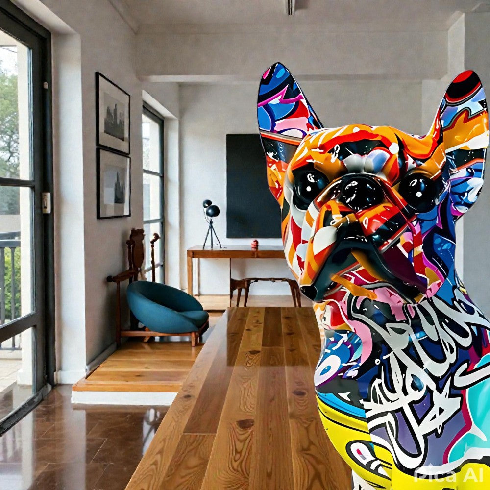 Figur Bulldogge im Graffiti-Stil