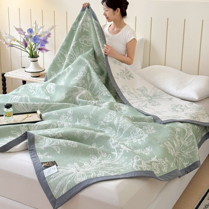 Wendbare Tagesdecke aus Baumwollmusselin mit Blumenmuster
