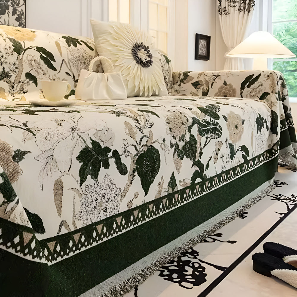Chenille-Jacquard-Sofadecke mit Rankenmuster