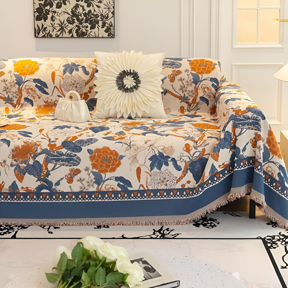 Sofaüberwurf Chenille-Jacquard Rankenmuster