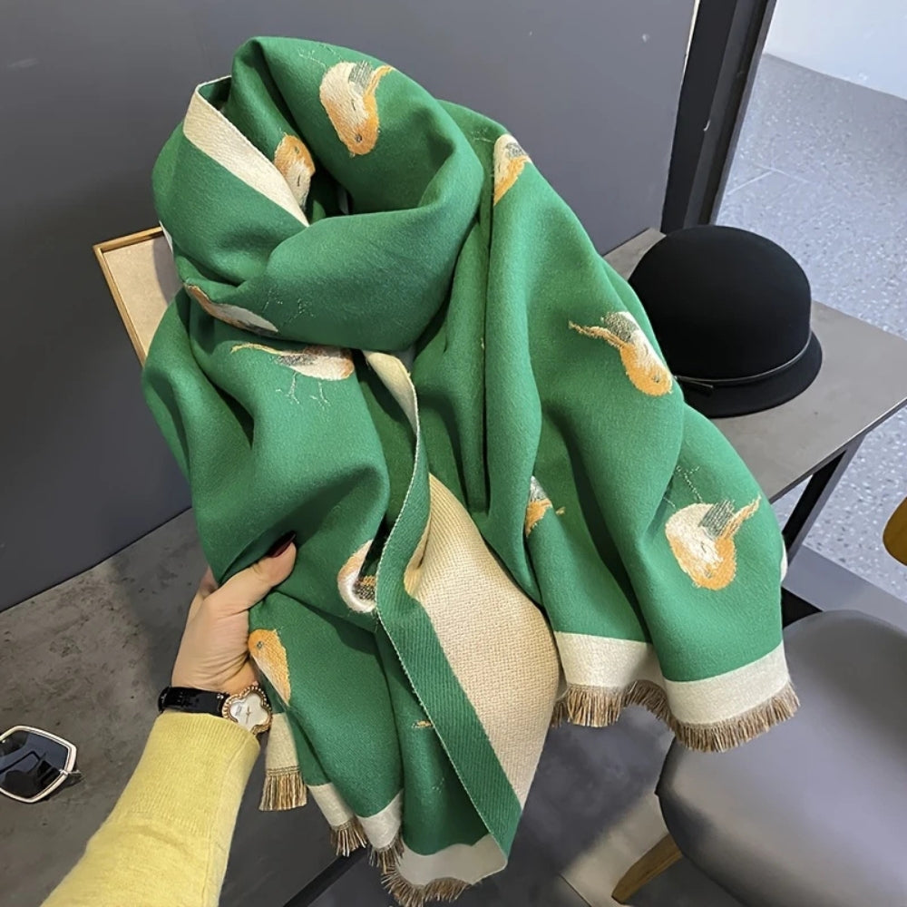 Schaltuch Vogelmotiv Jacquard