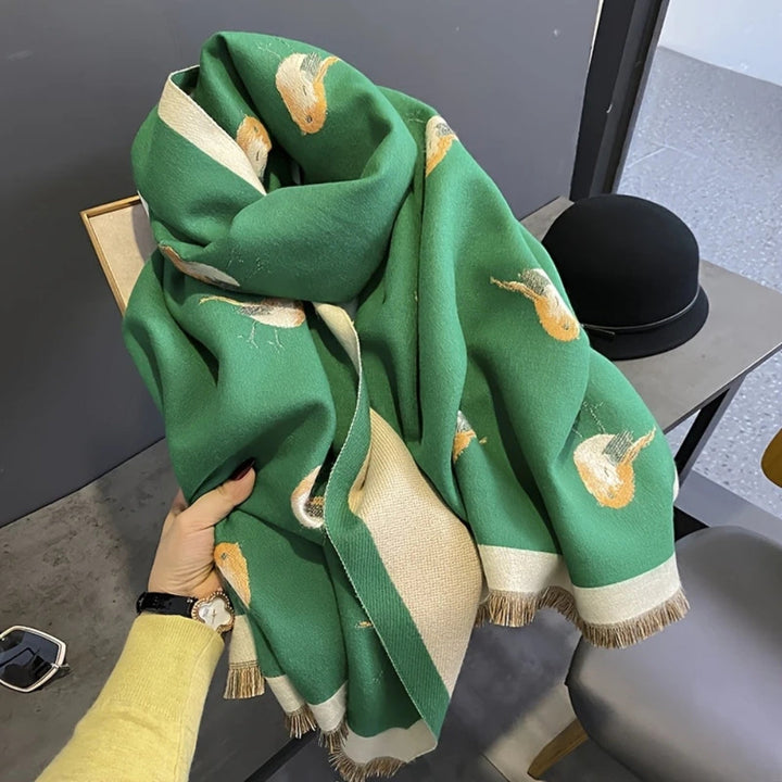 Schaltuch Vogelmotiv Jacquard