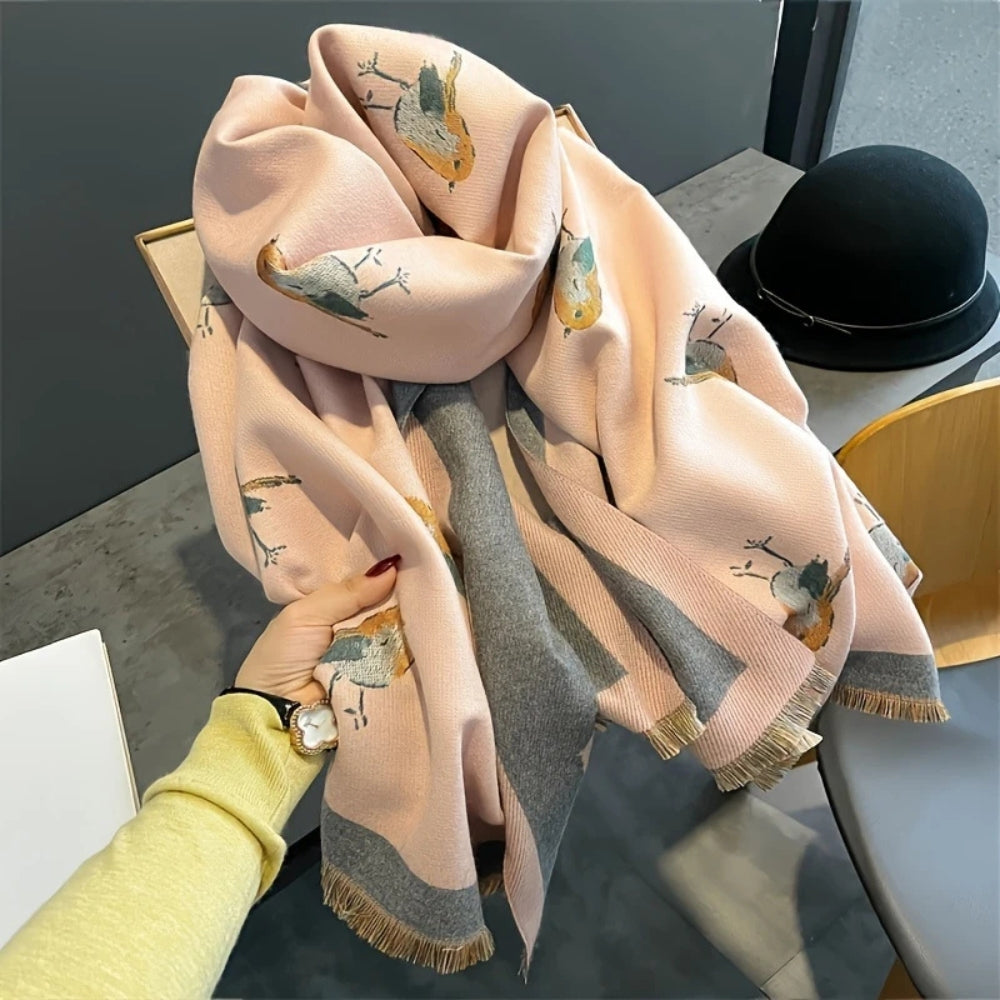Schaltuch Vogelmotiv Jacquard