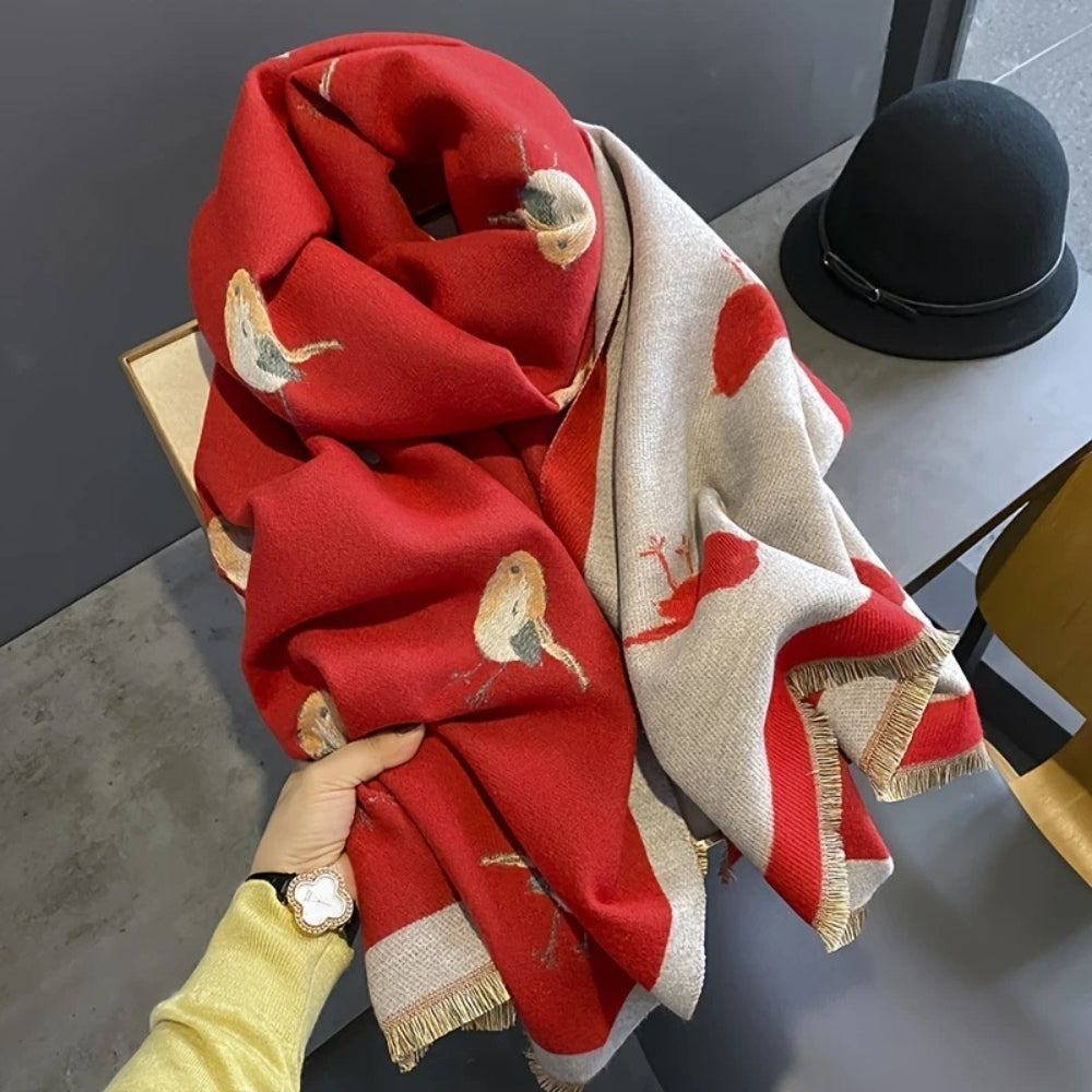 Schaltuch Vogelmotiv Jacquard