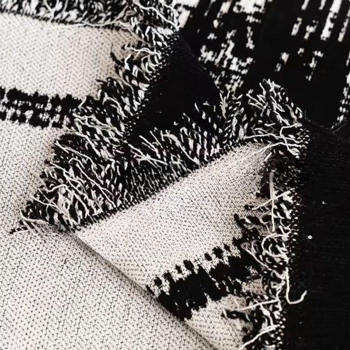 Sofadecke aus Chenille mit Bambusmotiv und Fransen