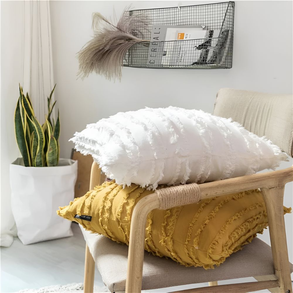 Kissenbezug Boho bestickt mit Fransen 45x45 cm