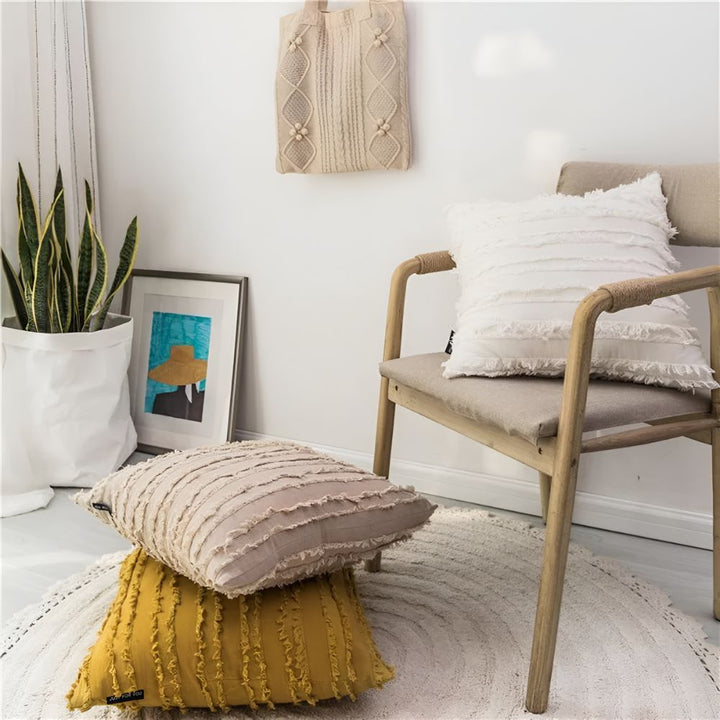 Kissenbezug Boho bestickt mit Fransen 45x45 cm