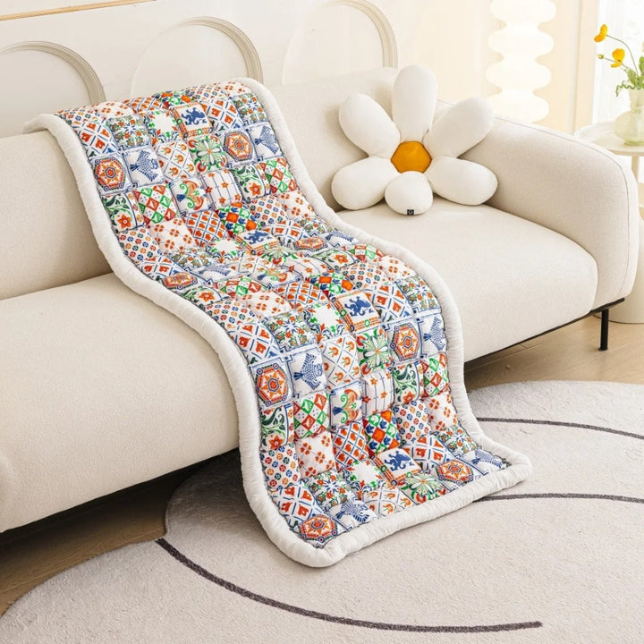Sofaüberwurf gesteppt Boho-Dessin