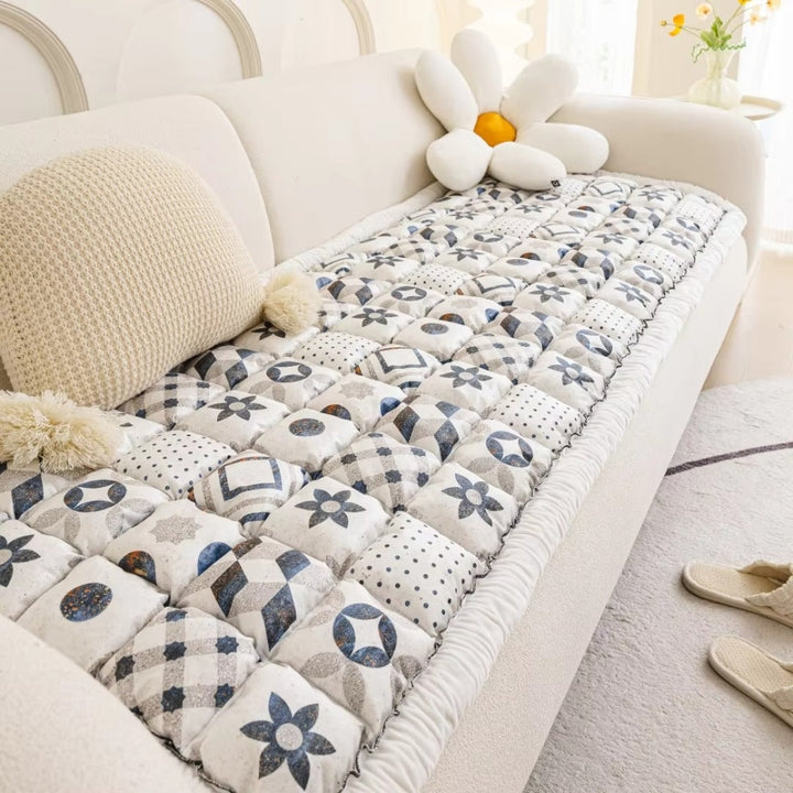 Sofaüberwurf gesteppt Boho-Dessin