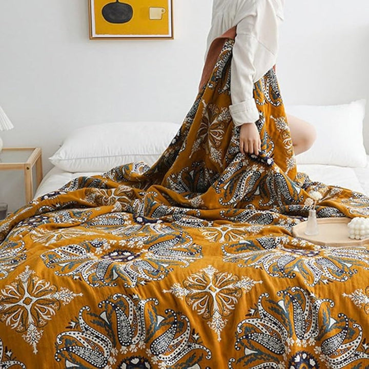 Wendedecke aus Baumwolle mit Boho-Blumenmuster