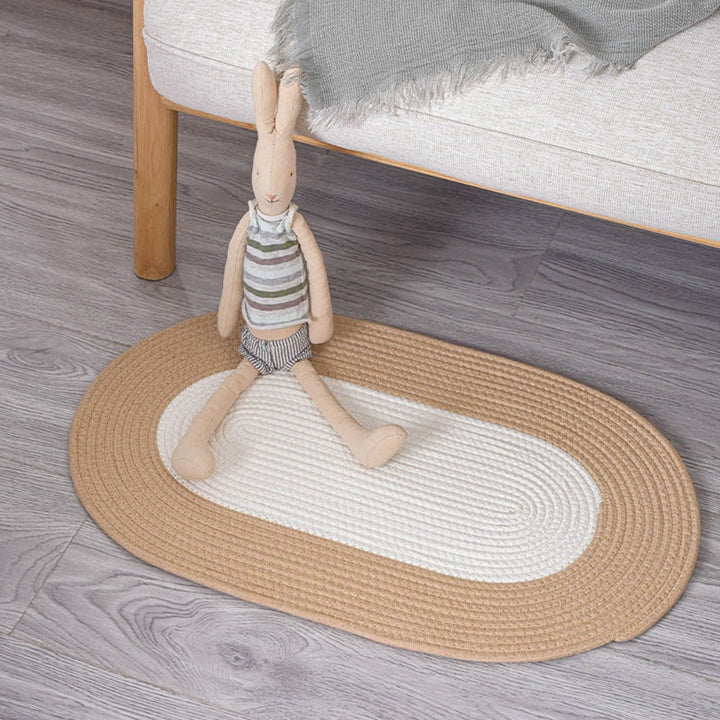 Teppich Hanf geflochten oval Boho