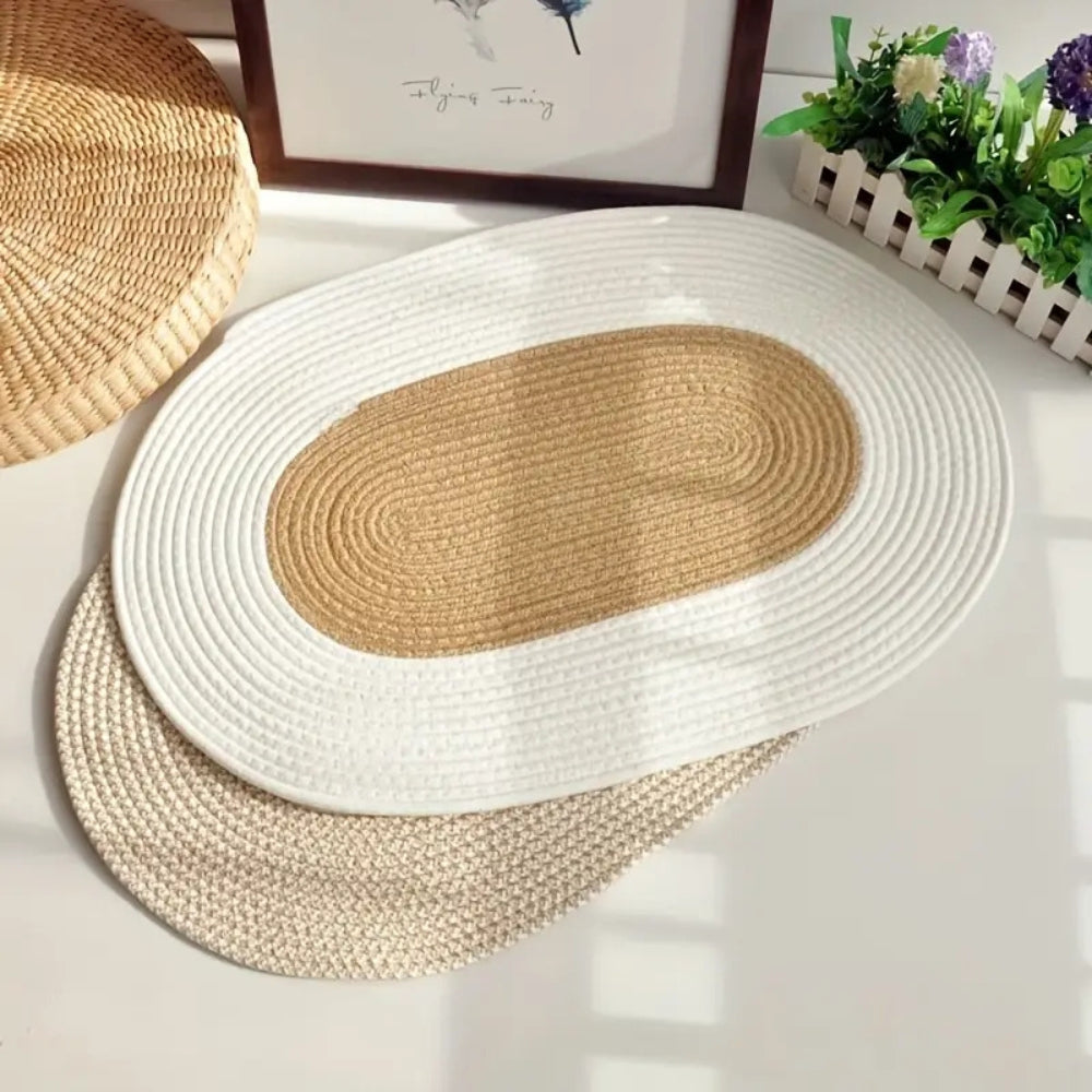 Teppich Hanf geflochten oval Boho
