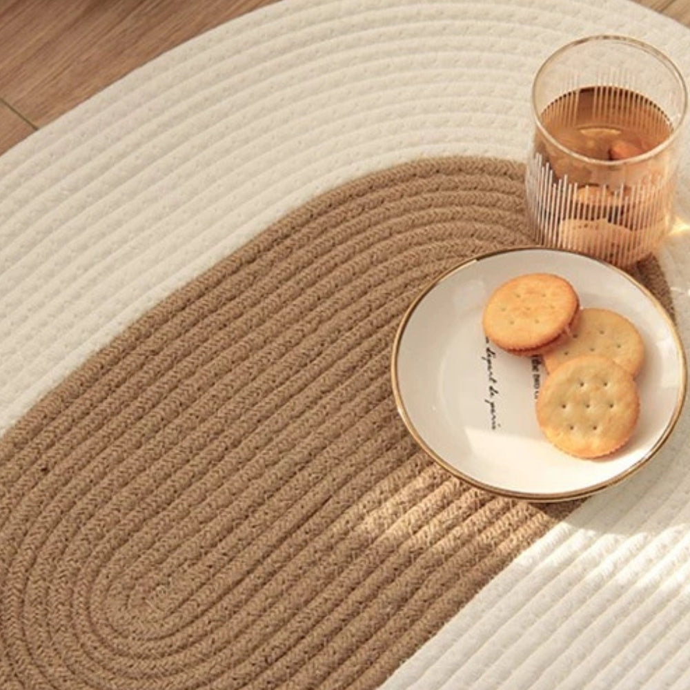 Teppich Hanf geflochten oval Boho