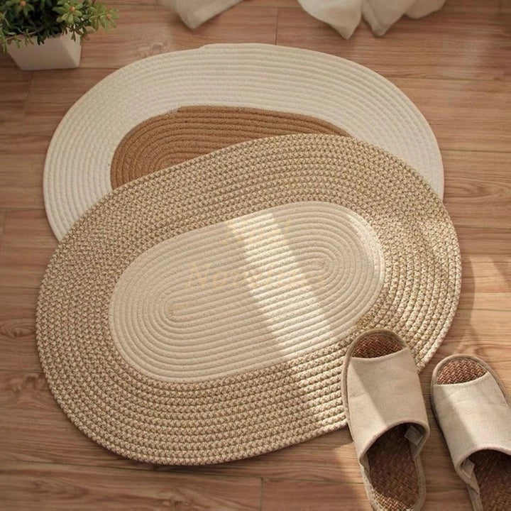 Teppich Hanf geflochten oval Boho