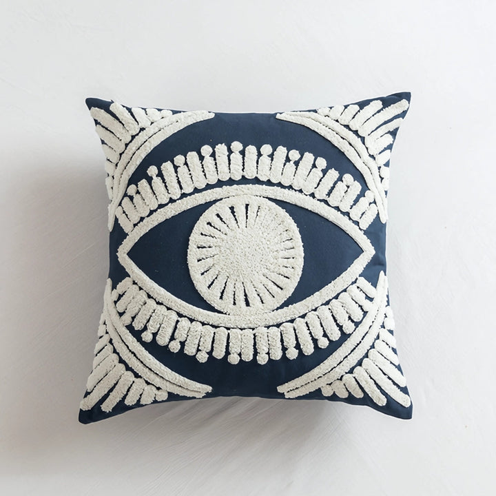 Kissenbezug Boho bestickt Augenmotiv 45x45 cm