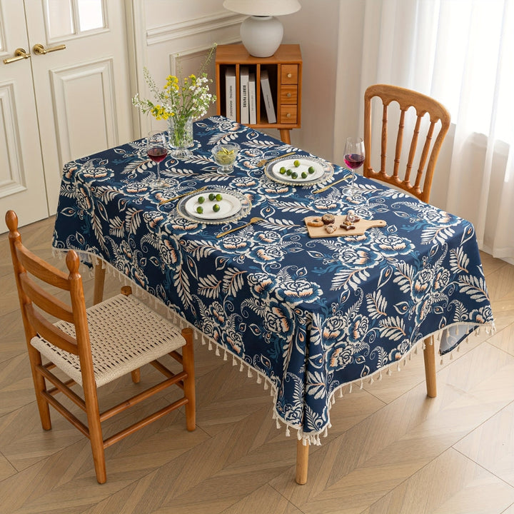 Nappe bohème à fleurs et franges