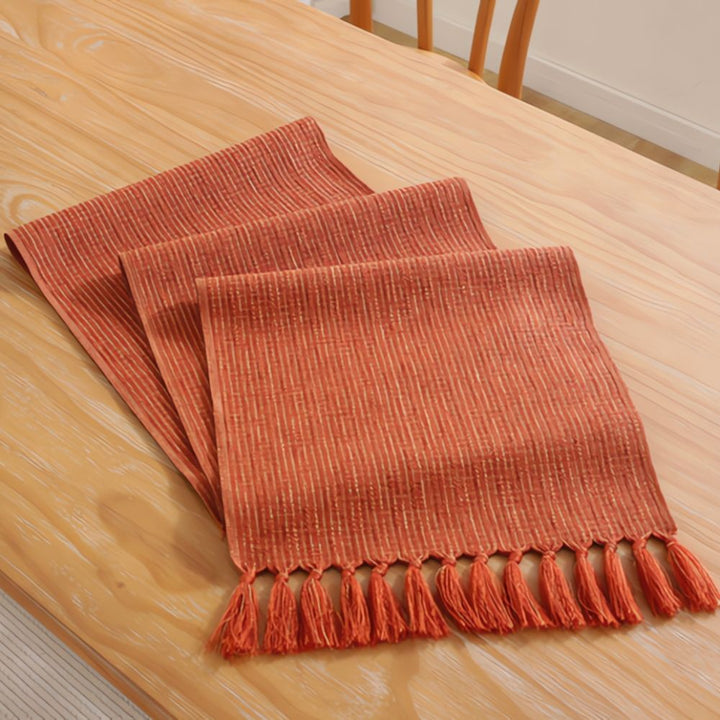 Leinen-Tischläufer mit Quasten 33 x 180 cm
