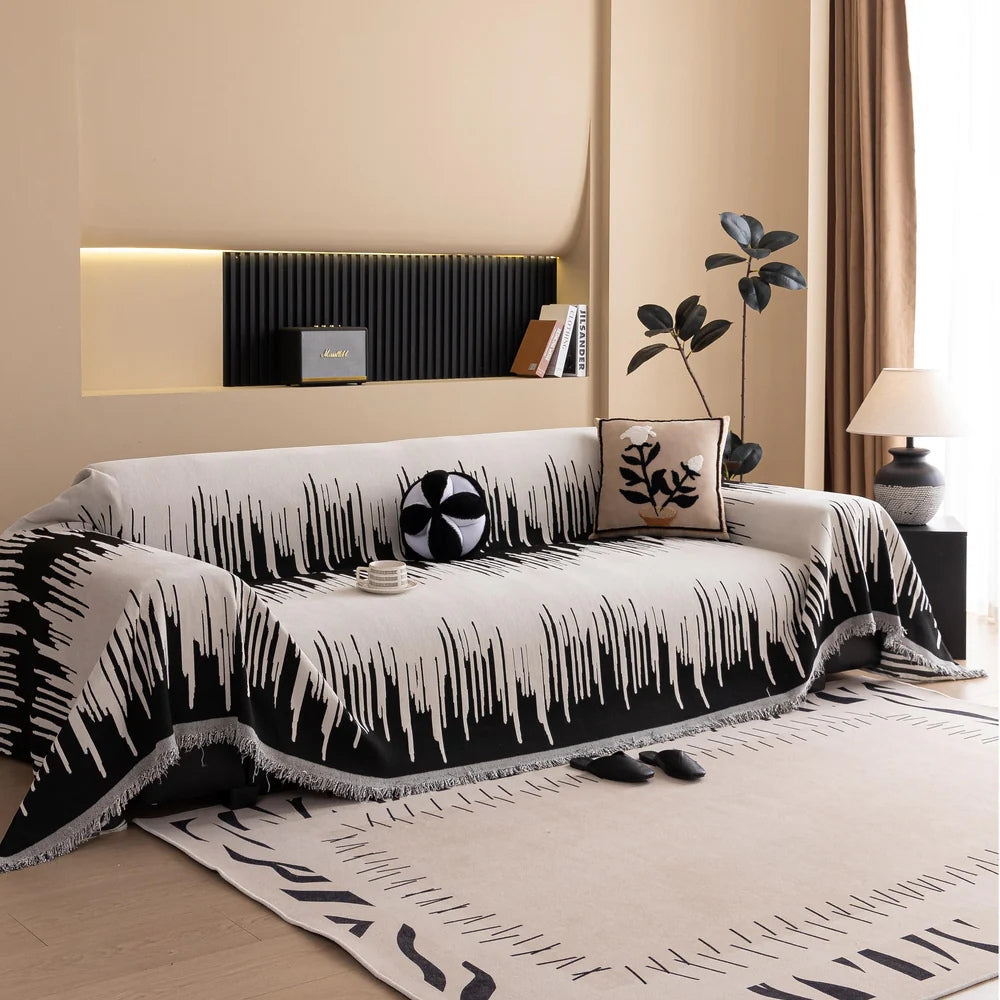 Sofaüberwurf Chenille Pinselstrichmuster