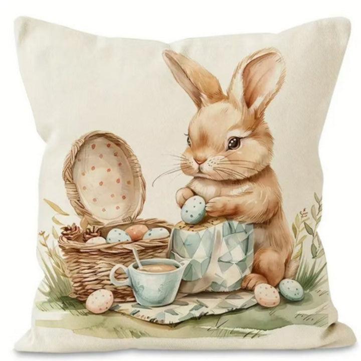 Housses de coussin de Pâques à lapins, lot de 4
