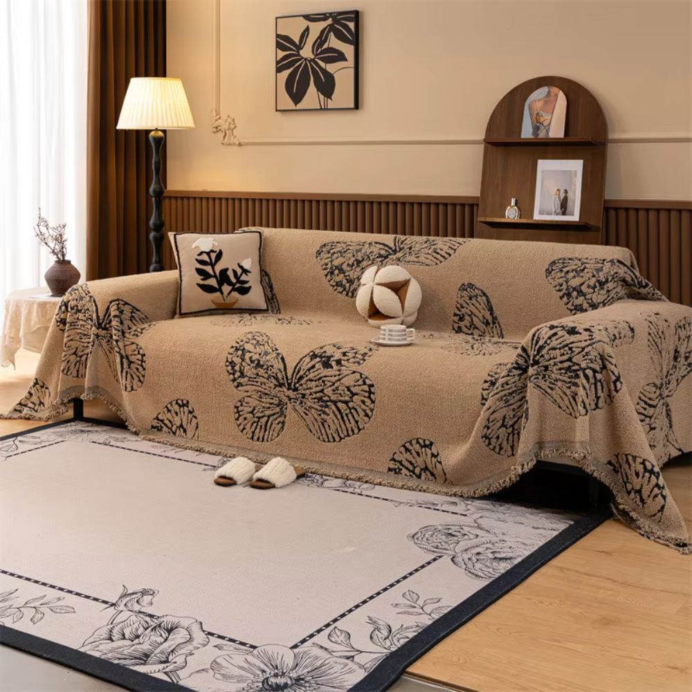 Sofaüberwurf Schmetterlingsmuster wendbar