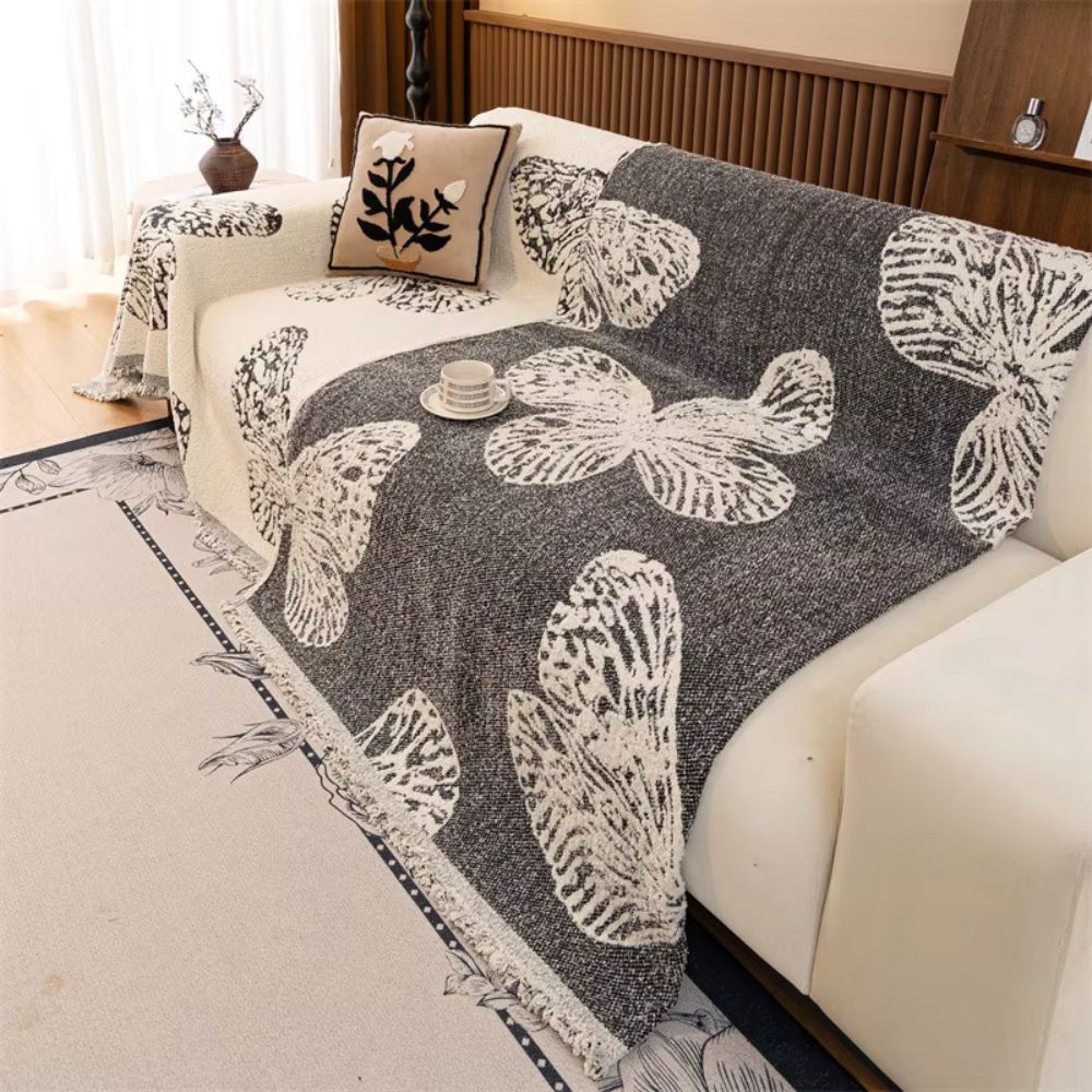 Sofaüberwurf Schmetterlingsmuster wendbar