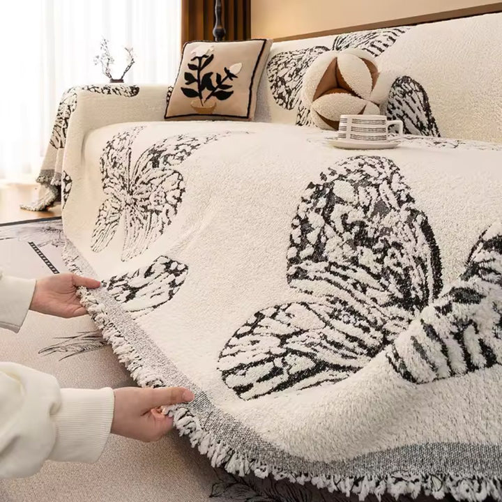 Sofaüberwurf Schmetterlingsmuster wendbar