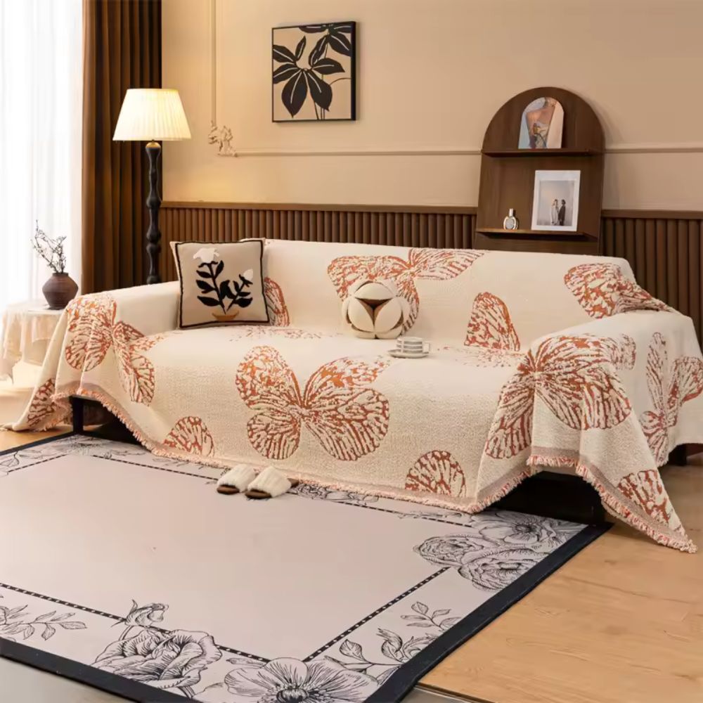 Sofaüberwurf Schmetterlingsmuster wendbar