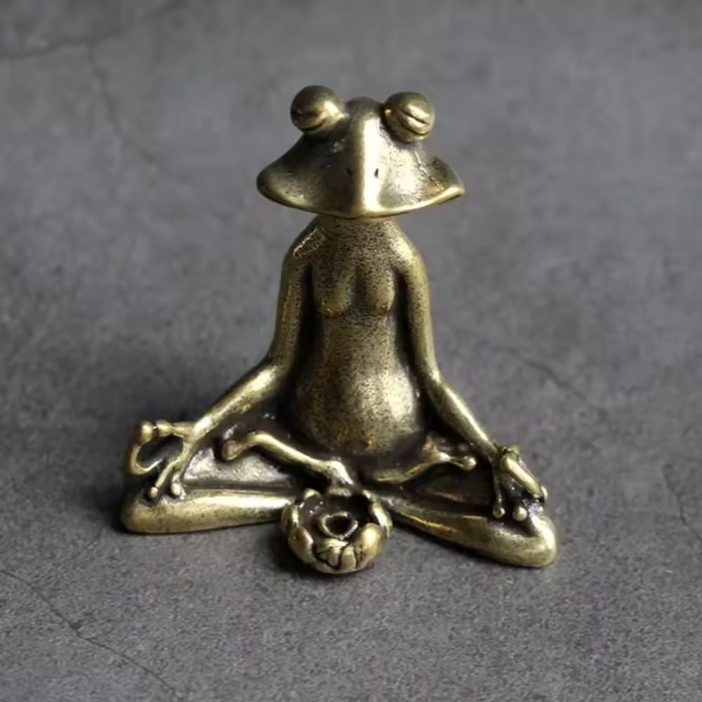 Figur Frosch auf Lotusblüte Zinklegierung