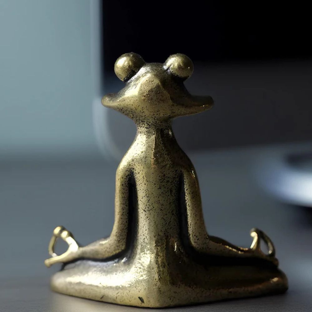 Froschfigur auf einer Lotusblüte aus Zinklegierung