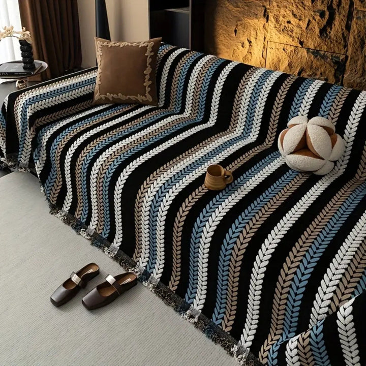 Sofaüberwurf Chenille Streifen