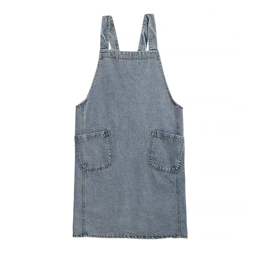 Tablier en denim de coton à poches