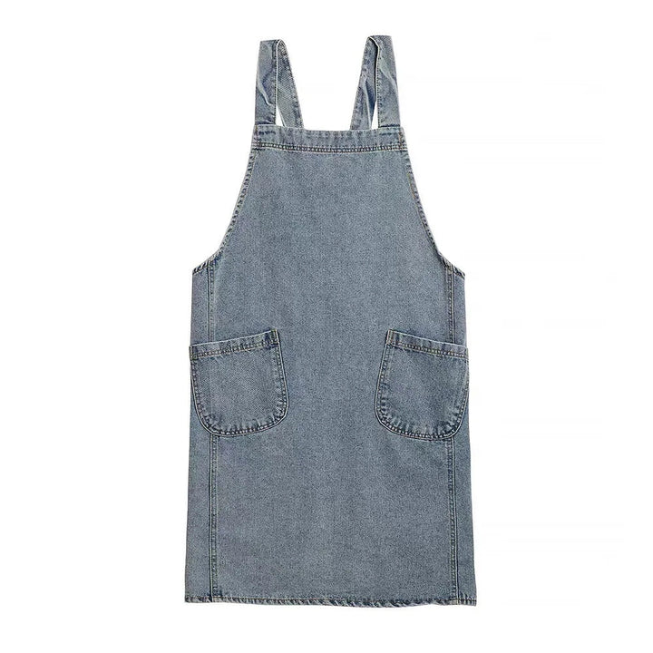 Tablier en denim de coton à poches