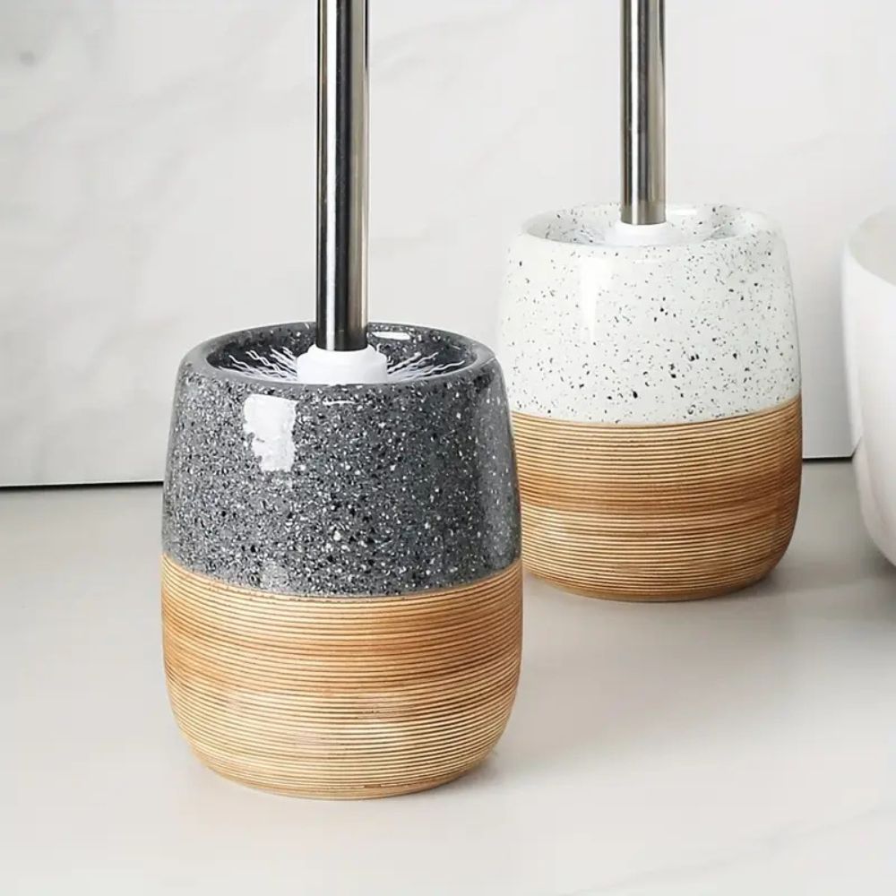 WC-Bürste Keramik mit Holzgriff