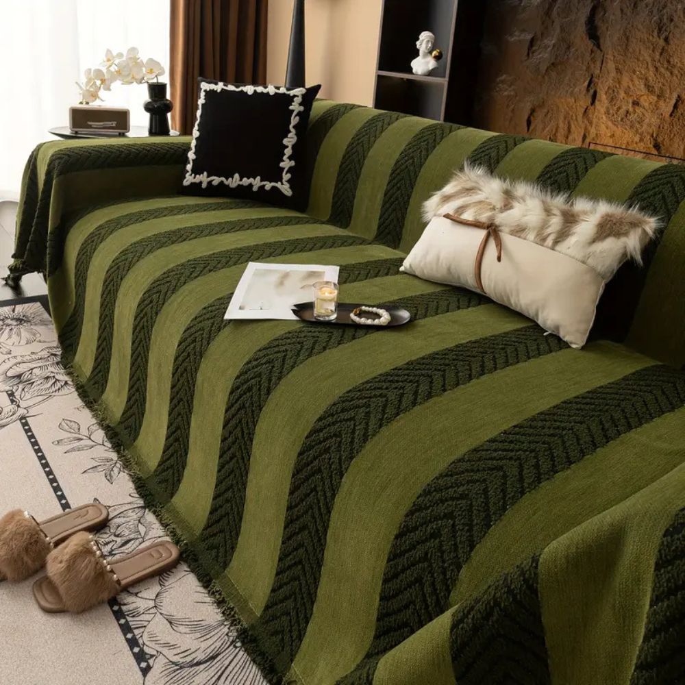Sofaüberwurf Fischgrät-Linienmuster