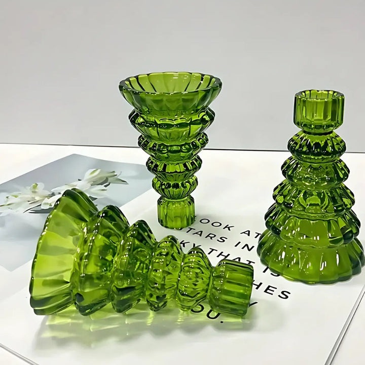 Bougeoirs en verre sapin, lot de 3