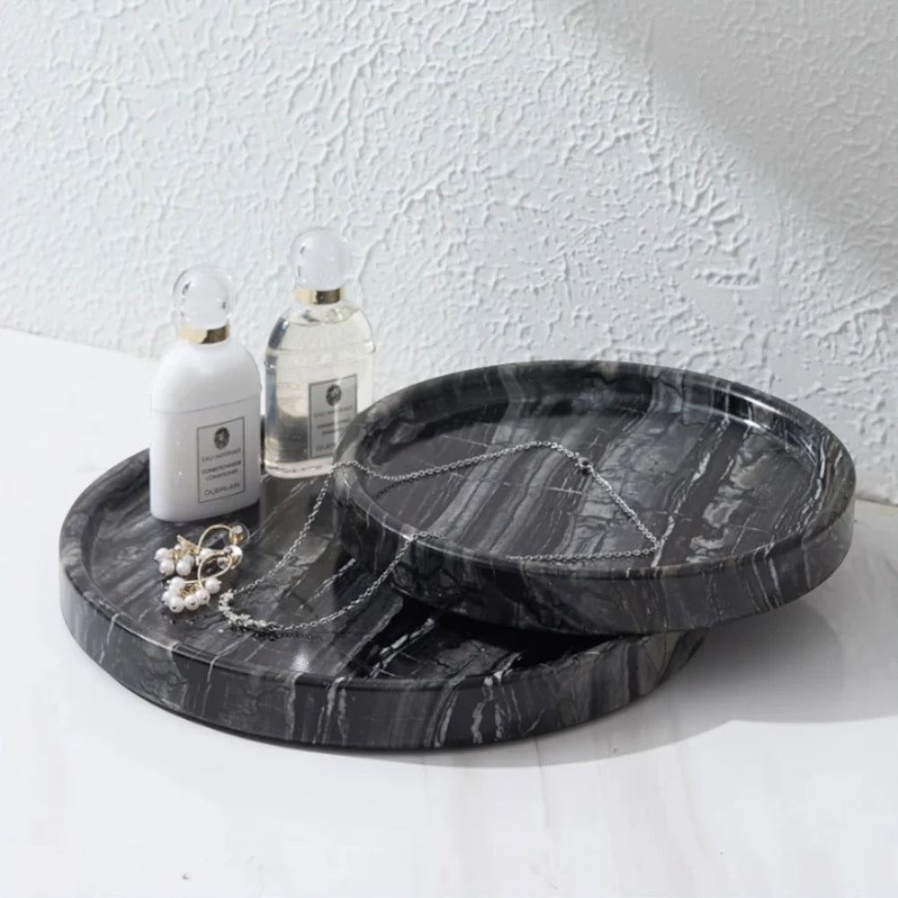 Schmuckschale Marmor rund schwarz