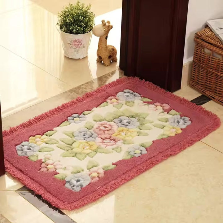 Tapis de bain à motif floral classique