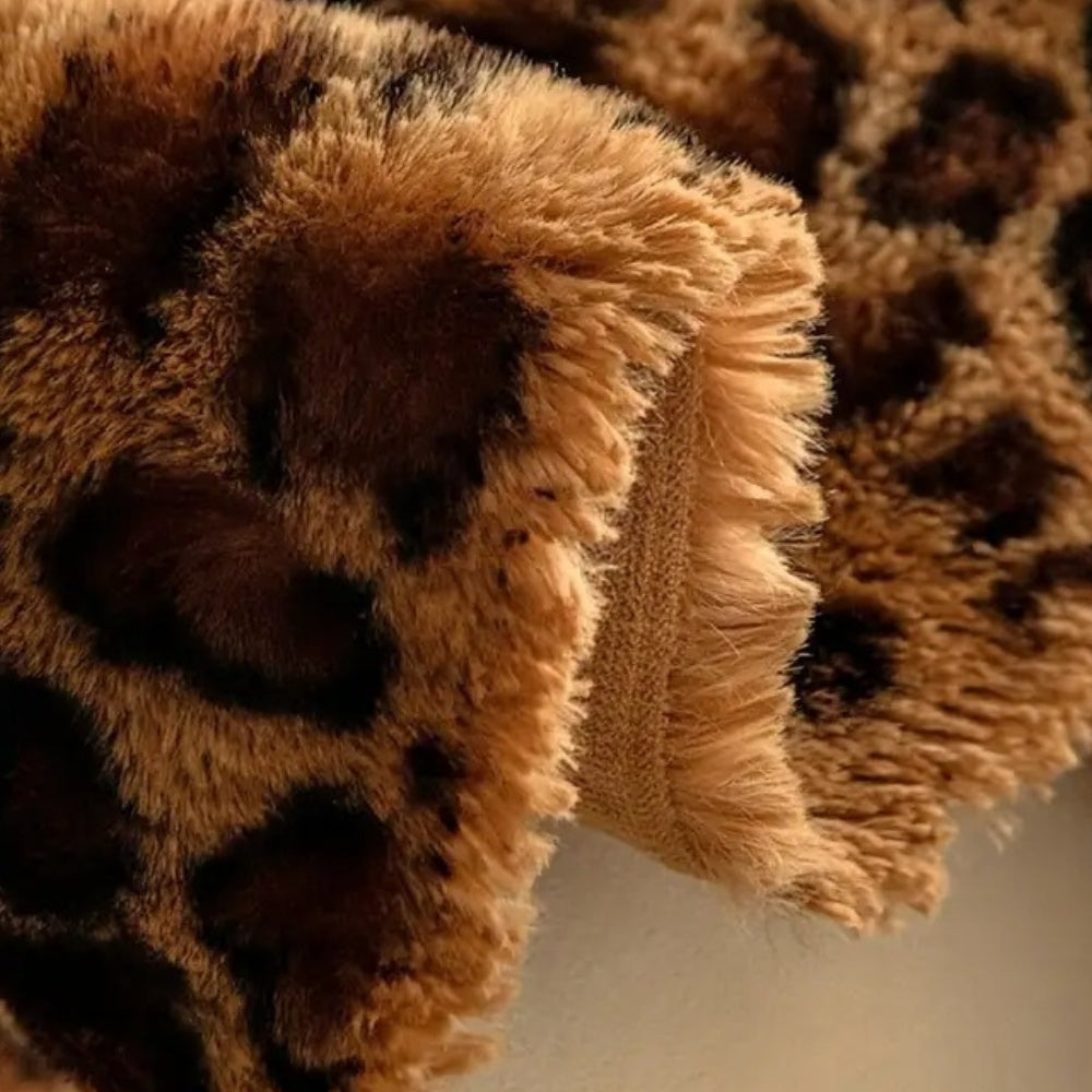 Sofaüberwurf Leopardenmuster Plüsch