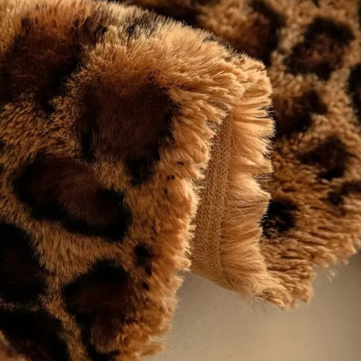 Sofaüberwurf Leopardenmuster Plüsch